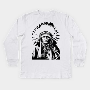 CHIEF IN WAR BONNET Kids Long Sleeve T-Shirt